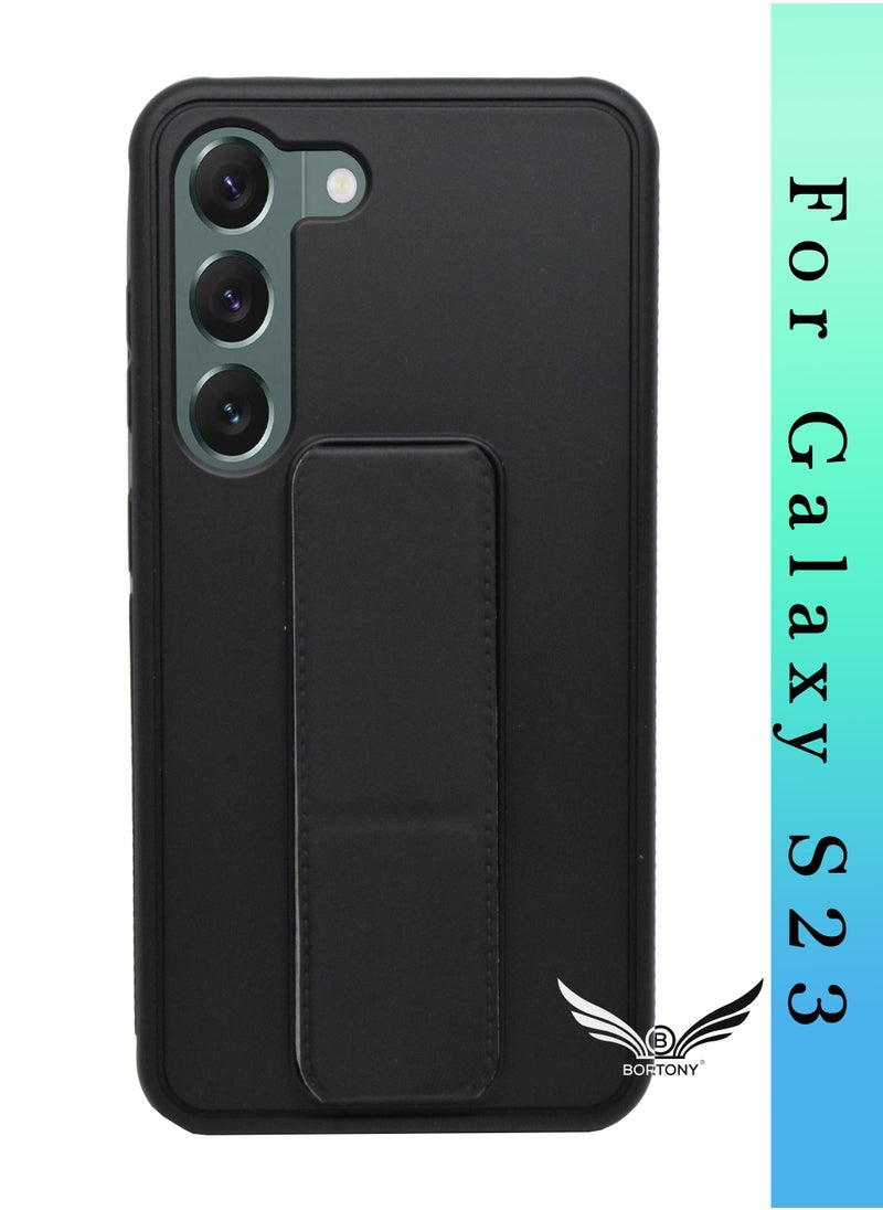 BORTONY - Galaxy S23 Case Fully Covered With Finger Grip Stand Holder Anti Slip Shockproof Protective Case Cover For Samsung Galaxy S23 5G - Image 1