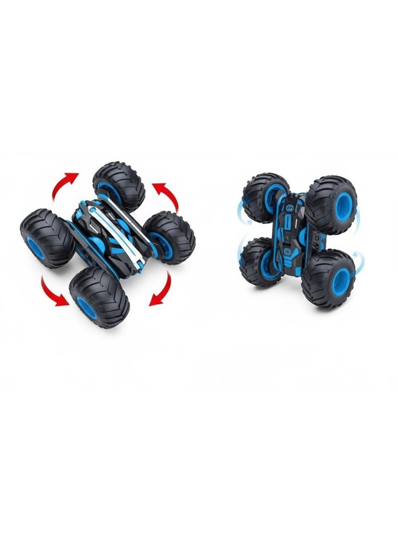 توي لاند سيارة حركات بهلوانية تعمل بجهاز تحكم عن بعد بتردد 2.4 جيجاهرتز مع دوران 360 درجة، وقلبات، وعجلات للطرق الوعرة - أزرق - Image 2