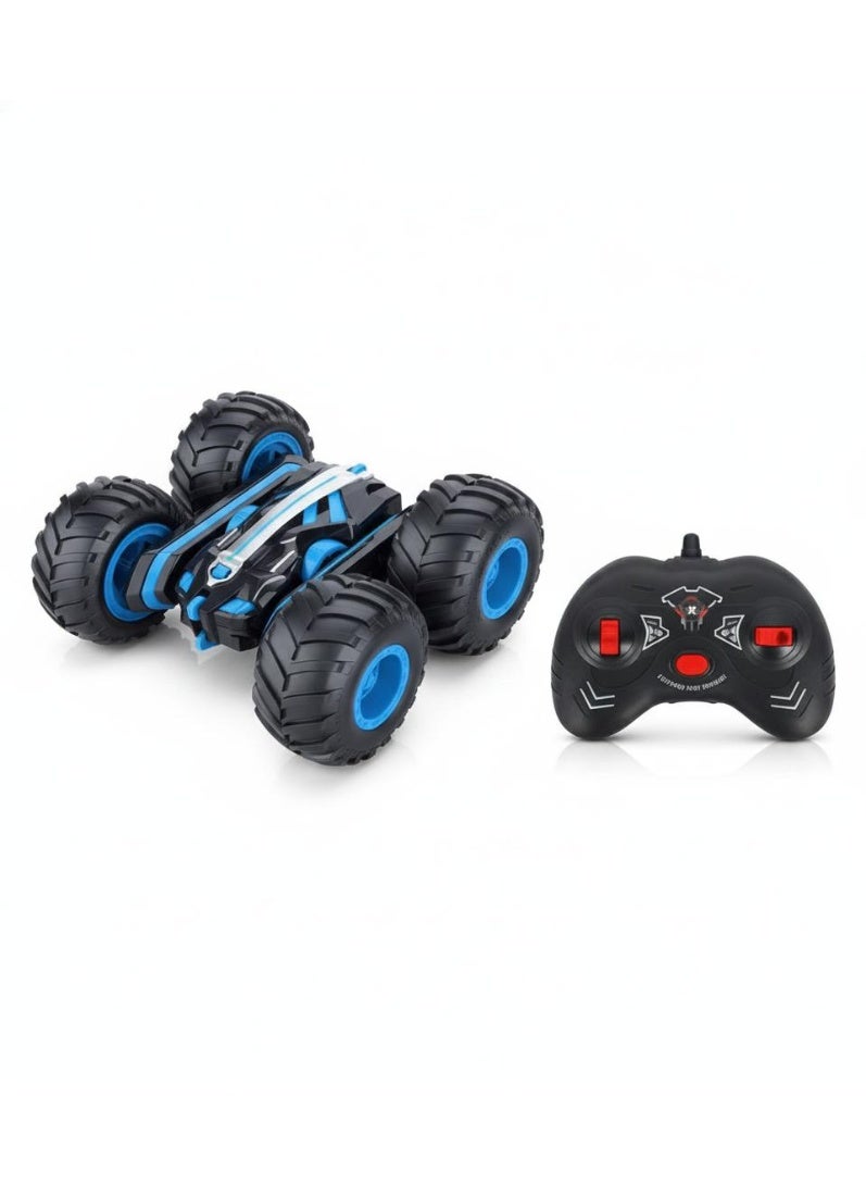 توي لاند سيارة حركات بهلوانية تعمل بجهاز تحكم عن بعد بتردد 2.4 جيجاهرتز مع دوران 360 درجة، وقلبات، وعجلات للطرق الوعرة - أزرق - Image 1