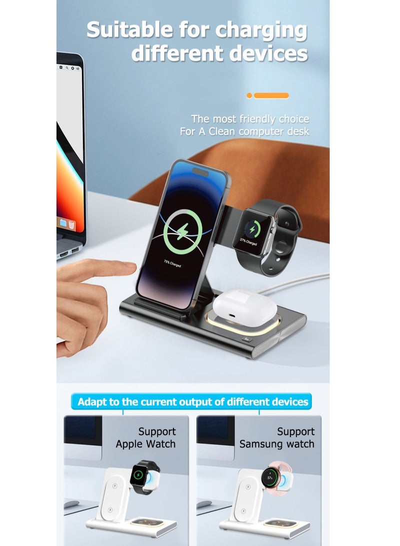 عام 3 in 1 wireless charger - supports fast charging Versatile wireless charging solution for smartphones, earbuds and watches (Apple version) - Image 4