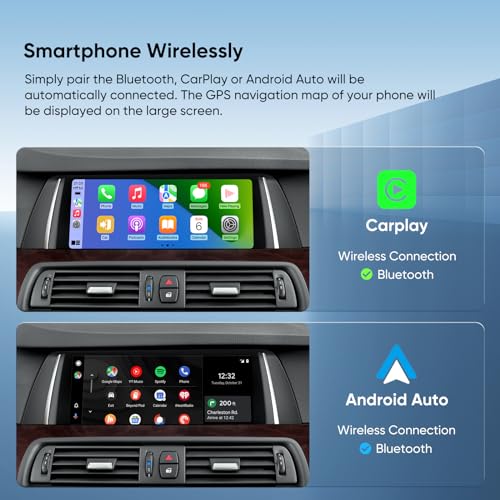 GTRUI 10.25-Inch Car Stereo for BMW 5 Series F10 F11 (2011-2012) CIC System, Wireless CarPlay Android Auto Bluetooth Touch Screen GPS Naviagation Upgrade Factory Radio (CIC-10.25"-Linux) - Image 3