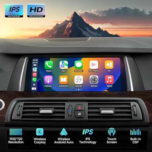 GTRUI 10.25-Inch Car Stereo for BMW 5 Series F10 F11 (2011-2012) CIC System, Wireless CarPlay Android Auto Bluetooth Touch Screen GPS Naviagation Upgrade Factory Radio (CIC-10.25"-Linux) - Image 2