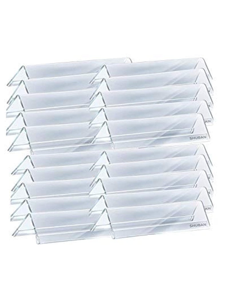 Shuban Clear Acrylic Desk Name Plate Holder – 20 Pack 2-Sided 10 Inch x 02 Inch V-Shaped Display Stand for Name Plates, Table Place Cards, Signs & Labels – Reusable for Office, Business, Weddings, Restaurants & Schools - Image 1