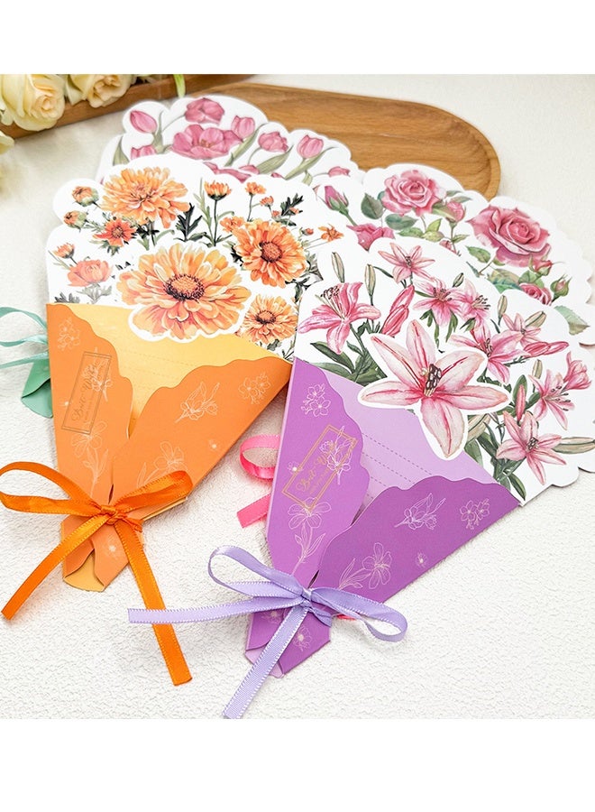 Happy D 4pcs Greeting Card 3D Bouquet Bow Greeting Card for Back Gift, Birthday, Mother's Day Gift, Wedding, Eid, Sturdy and Solid Cardstock Gift Card - Image 4