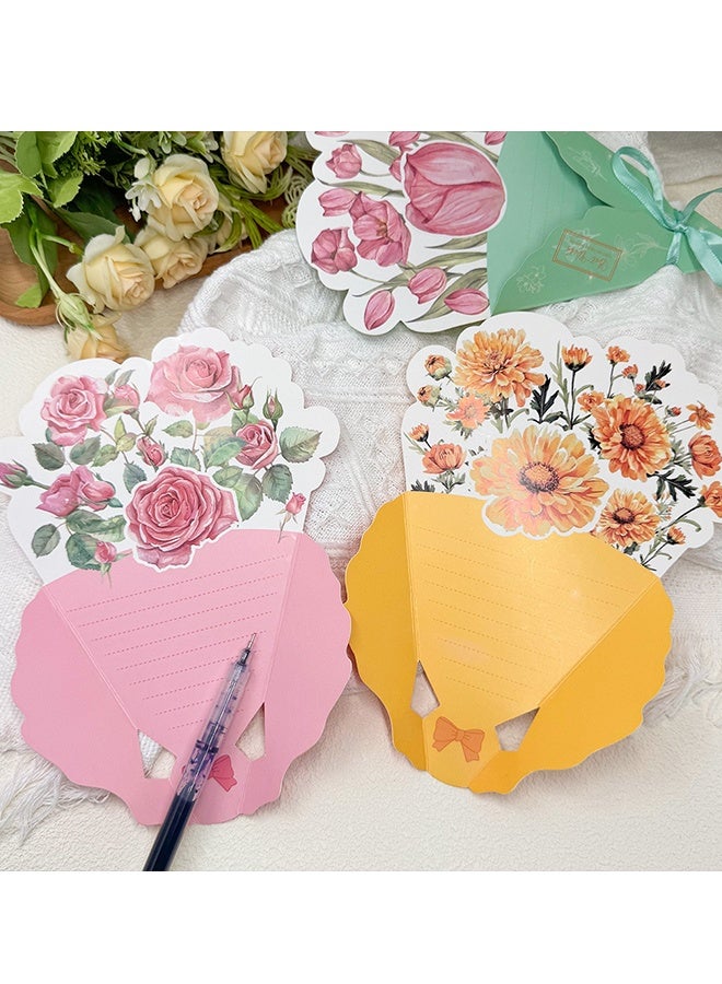 Happy D 4pcs Greeting Card 3D Bouquet Bow Greeting Card for Back Gift, Birthday, Mother's Day Gift, Wedding, Eid, Sturdy and Solid Cardstock Gift Card - Image 3