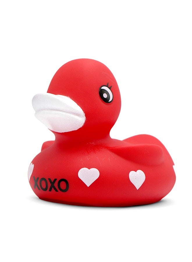 4E's Novelty 3" Valentines Rubber Duck - Large Red XOXO Sweetheart Ducky for Romantic Decoration, Jeep Ducking, Bath Toy, Cake Topper - Image 1