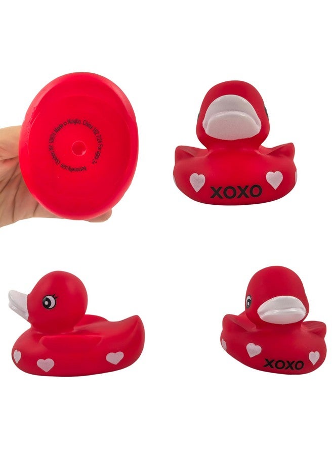 4E's Novelty 3" Valentines Rubber Duck - Large Red XOXO Sweetheart Ducky for Romantic Decoration, Jeep Ducking, Bath Toy, Cake Topper - Image 5