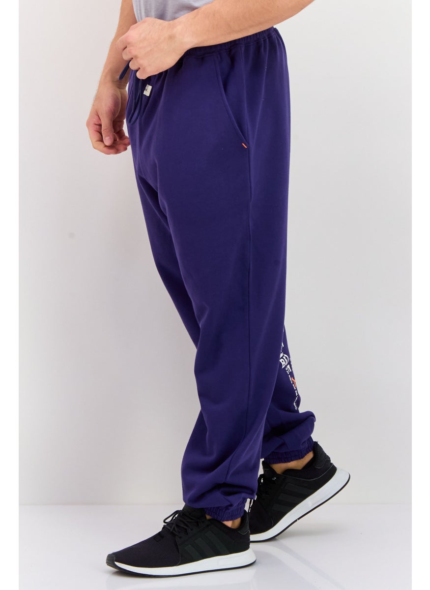 Men Regular Fit Plain Jogger Pants, Navy Blue