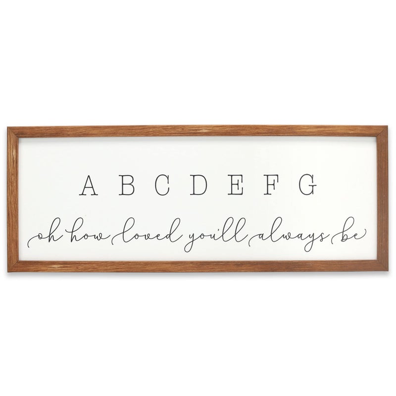 Open Road Brands ABC Nursery Wall Art Large Modern Alphabet Nursery Picture ABCDEFG Oh How Loved Youll Always Be