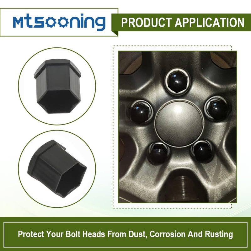 Mtsooning 21 Pcs Car Wheel Nut Caps, 21mm Universal Nut Lug Covers, Auto Hub Bolt Head Protector with Remover Clip, Black Universal Waterproof Dustproof Tire Screw Caps - Image 4