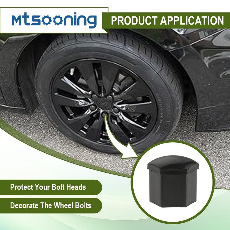 Mtsooning 21 Pcs Car Wheel Nut Caps, 21mm Universal Nut Lug Covers, Auto Hub Bolt Head Protector with Remover Clip, Black Universal Waterproof Dustproof Tire Screw Caps - Image 5