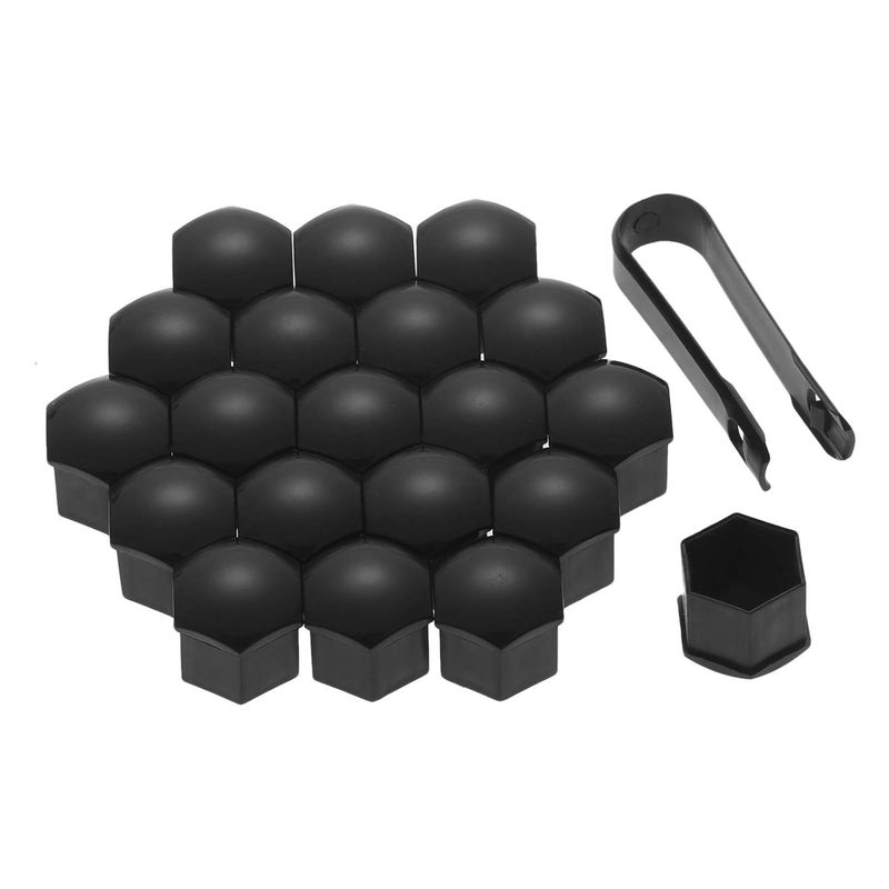 Mtsooning 21 Pcs Car Wheel Nut Caps, 21mm Universal Nut Lug Covers, Auto Hub Bolt Head Protector with Remover Clip, Black Universal Waterproof Dustproof Tire Screw Caps - Image 1