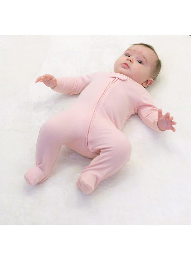 The Peanut Shell Flowers & Stars 3 Pack Footed Sleepers for Baby Girls (Newborn) Pink - Image 5