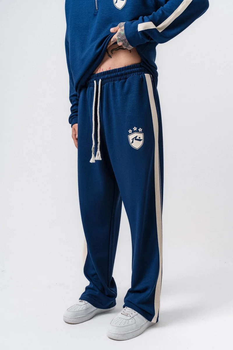 ريسباير بنطلون رياضي رجالي فضفاض مخطط باللون الكحلي من المودال