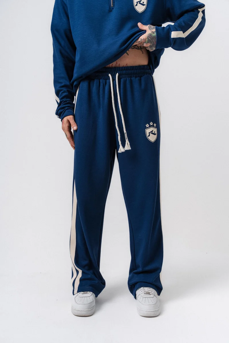 ريسباير بنطلون رياضي رجالي فضفاض مخطط باللون الكحلي من المودال