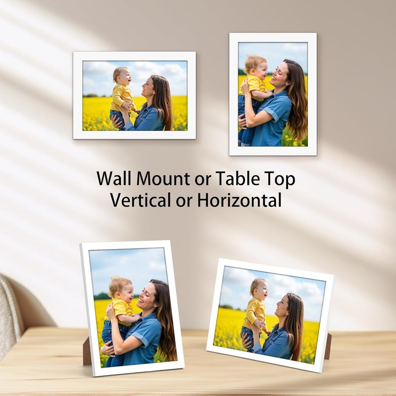 جيفت جاردن إطار الصورة الأبيض Giftgarden مقاس 10 × 15 سم، إطار صورة عصري للصور واللوحات مقاس 15 × 10، تصميم أملس نحيف، حامل جدار أو طاولة - فردي - Image 4