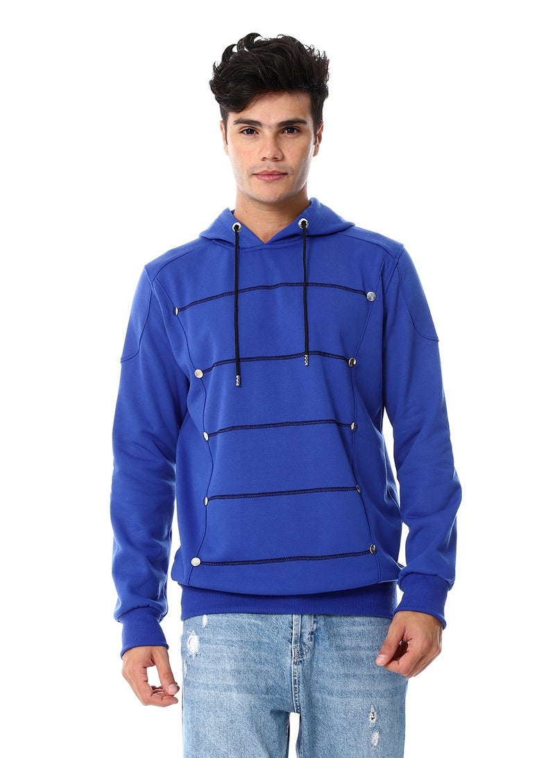 Caesar Mens Closed Hoodie With Silver Buttons  - Image 1