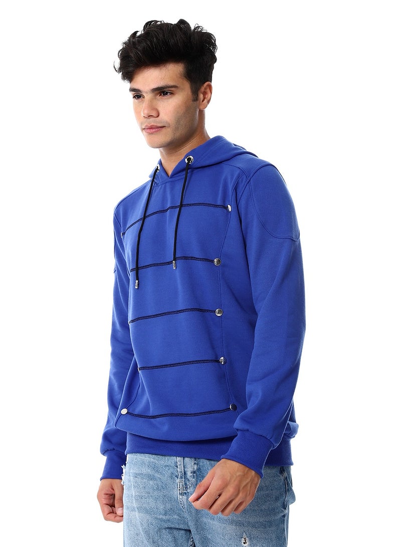 Caesar Mens Closed Hoodie With Silver Buttons  - Image 2