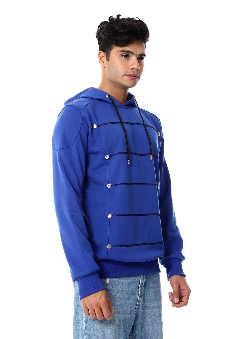 Caesar Mens Closed Hoodie With Silver Buttons  - Image 3