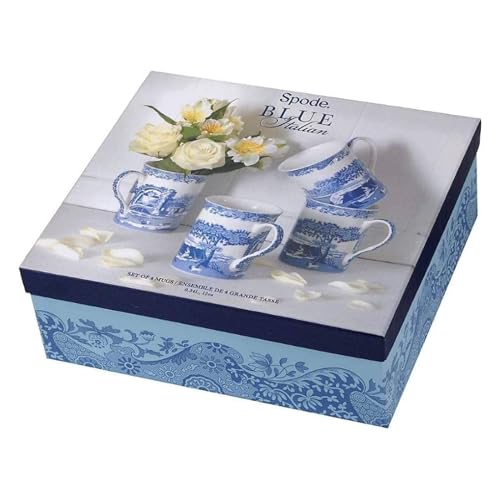 Spode كوب سبود الأزرق الإيطالي سعة 16 أونصة - تصميم مناظر طبيعية وحدود زخرفية - كوب أنيق للمشروبات الساخنة للشاي والقهوة - أدوات شرب لطاولة البرانش - هدية رائعة لجمع الهدايا - Image 3