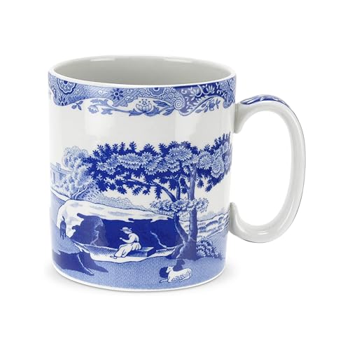 Spode كوب سبود الأزرق الإيطالي سعة 16 أونصة - تصميم مناظر طبيعية وحدود زخرفية - كوب أنيق للمشروبات الساخنة للشاي والقهوة - أدوات شرب لطاولة البرانش - هدية رائعة لجمع الهدايا - Image 2