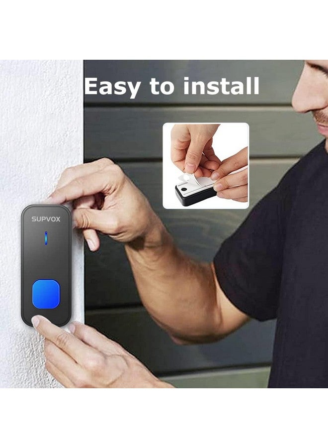 سوبفوكس جرس باب Supvox® للمنزل، جرس لاسلكي للمكتب، 2 جهاز استقبال و1 جهاز إرسال، جرس اتصال لاسلكي مقاوم للماء IP55، جرس بعيد المدى مع مؤشر ضوئي LED و55 نغمة رنين، جرس باب - Image 4