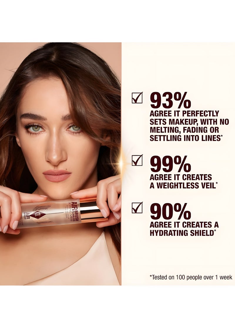 شارلوت تلبوري بخاخ تثبيت المكياج Charlotte Tilbury Airbrush Flawless، رذاذ مرطب فائق النعومة، برايمر ومثبت مكياج، مقاوم للماء، تأثير تمويه وتنعيم البشرة، ثبات يدوم 16 ساعة، مناسب لمكياج الزفاف، عبوة واحدة - Image 3