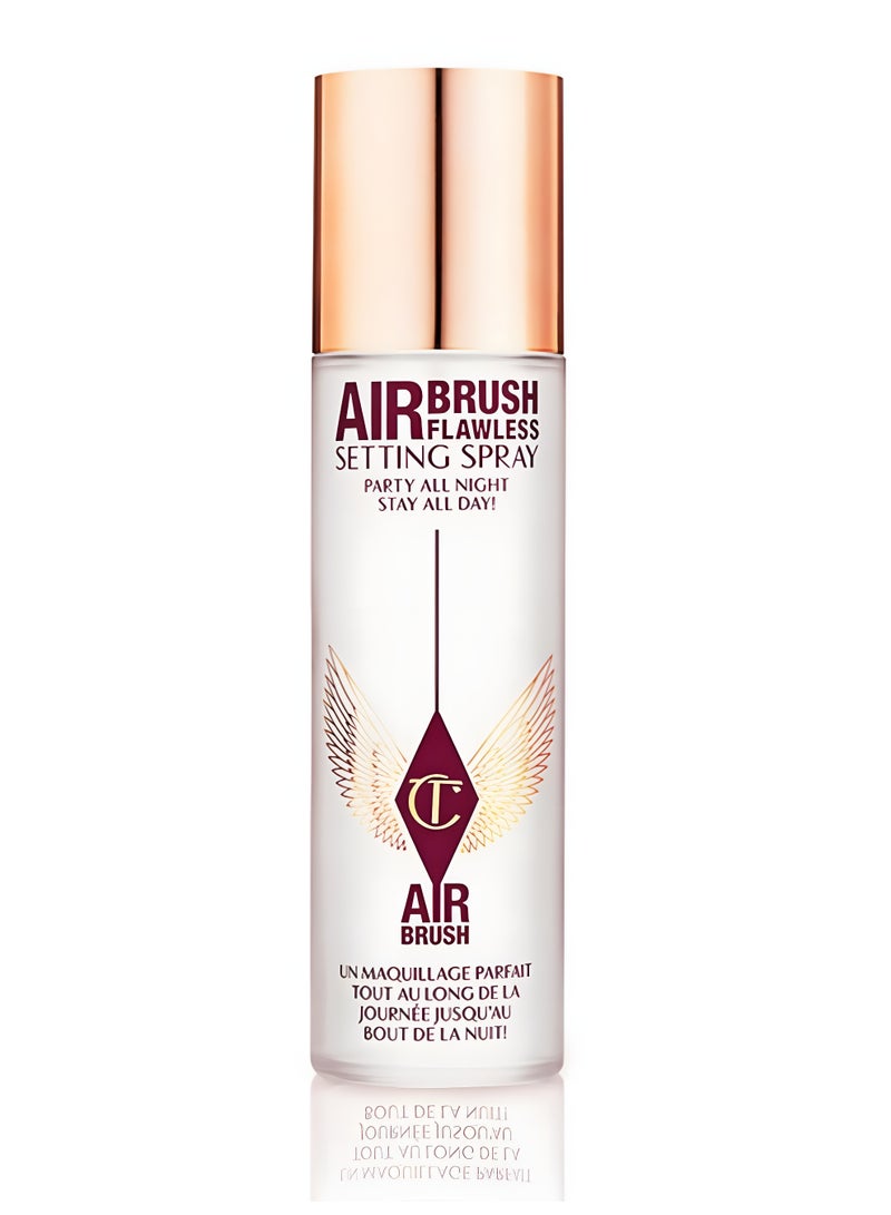 شارلوت تلبوري بخاخ تثبيت المكياج Charlotte Tilbury Airbrush Flawless، رذاذ مرطب فائق النعومة، برايمر ومثبت مكياج، مقاوم للماء، تأثير تمويه وتنعيم البشرة، ثبات يدوم 16 ساعة، مناسب لمكياج الزفاف، عبوة واحدة - Image 1