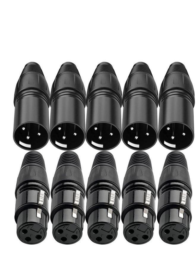 ماركة غير محددة 10 قطعة موصل XLR، 5 ذكر و5 أنثى موصل ميكروفون XLR، 3 دبابيس ميكروفون منخفض الضوضاء للغاية وموصل صوت عالي التوصيل  - Image 1