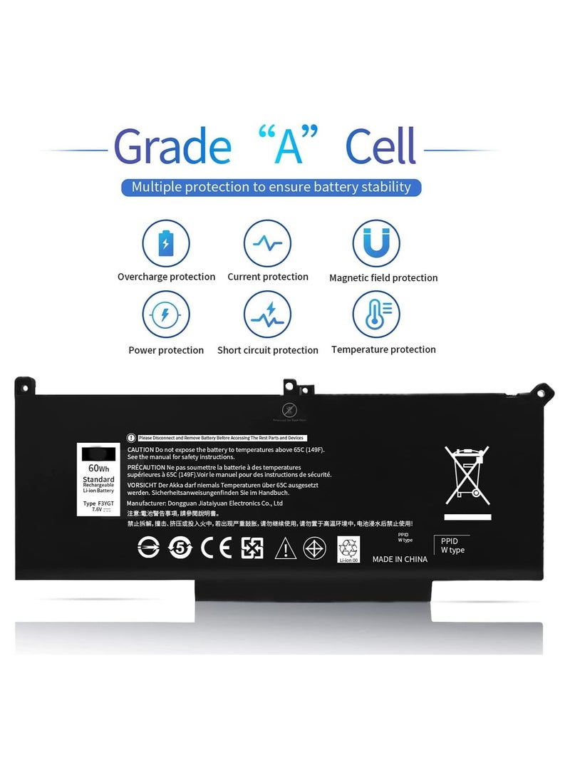 F3YGT Battery [7.6V / 60WH] Compatible Dell Latitude 14 7000 7480 7490, 13 7000 7380 7390 E7480 E7280 E7390, 12 7000 7280 7290 Series, Fits DMD 3WC DM6 Toilet 2X39G KG7VF 451-BBYE 453-BBCF - Image 2