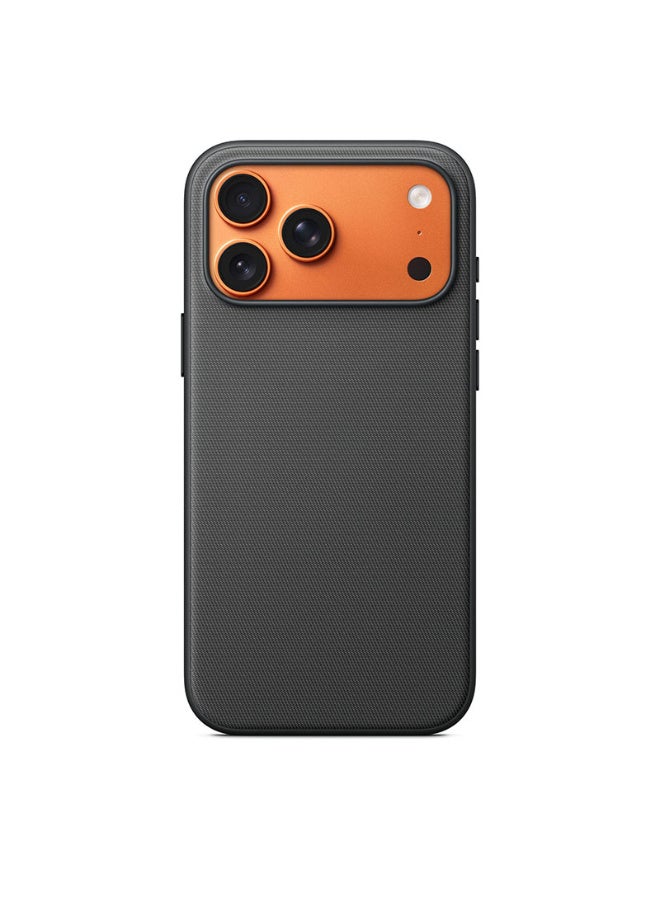 ريماكس جراب هاتف مغناطيسي من السيليكون لهاتف iPhone 17 Pro، مصنوع من نسيج ألياف فاخر، غطاء خلفي فائق النحافة مقاوم للصدمات والسقوط، جراب حماية كامل من القماش - أسود. - Image 1