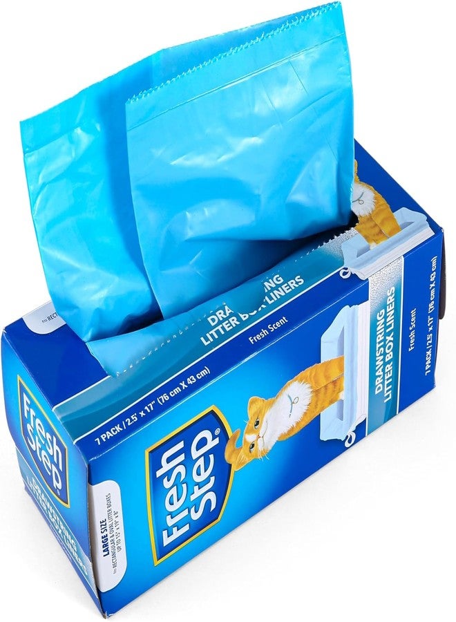 Fresh Step Drawstring Cat Litter Box Liners Scented Heavy Duty Large Oval Rectangle Pans 30x17 Inch 7 Count 4 Pack Easy Cleanup - Image 4