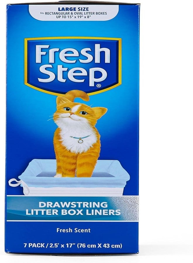 Fresh Step Drawstring Cat Litter Box Liners Scented Heavy Duty Large Oval Rectangle Pans 30x17 Inch 7 Count 4 Pack Easy Cleanup - Image 2