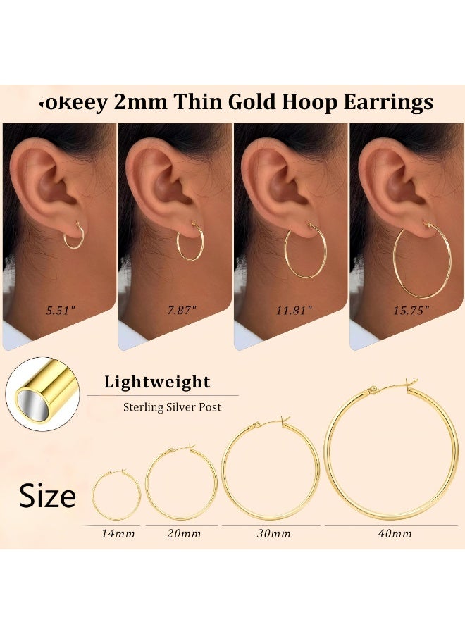 طقم أقراط ذهبية حلقية مكون من 4 أزواج للنساء، أقراط ذهبية حلقية رفيعة مضادة للحساسية للفتيات، هدايا مجوهرات عصرية - Image 5