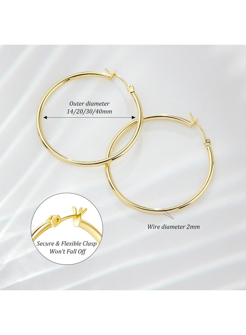 طقم أقراط ذهبية حلقية مكون من 4 أزواج للنساء، أقراط ذهبية حلقية رفيعة مضادة للحساسية للفتيات، هدايا مجوهرات عصرية - Image 4