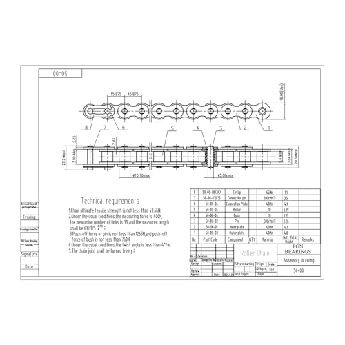 PGN Bearings PGN #50 Roller Chain - 10 Feet + 2 Free Connecting Links - Carbon Steel Chain - 191 Links - Image 2
