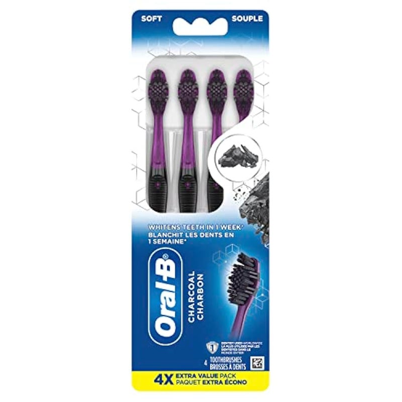 Oral-B Charcoal Toothbrush, Soft, 4 Count - Image 1