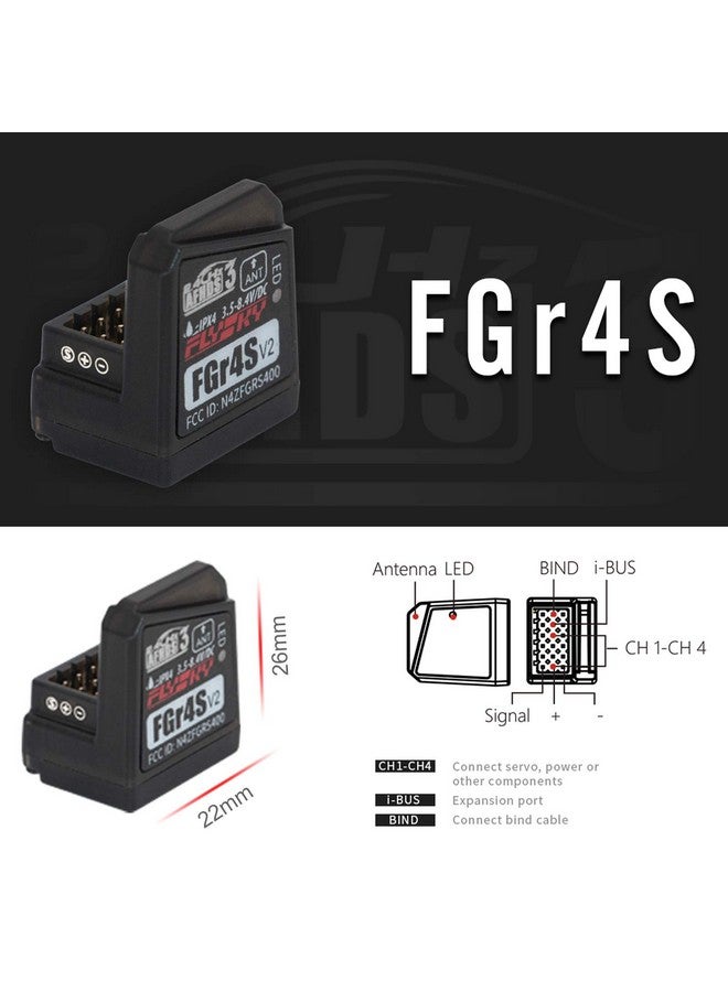 Goolsky Flysky FGR4S V2 Receiver, 2.4Ghz 4 Channel AFHDS 3 Built-in Single Antenna Bidirectional PWM/PPM/IBUS Output Receiver for Flysky Noble NB4 PL18 Radio Transmitter Remote Controller - Image 2