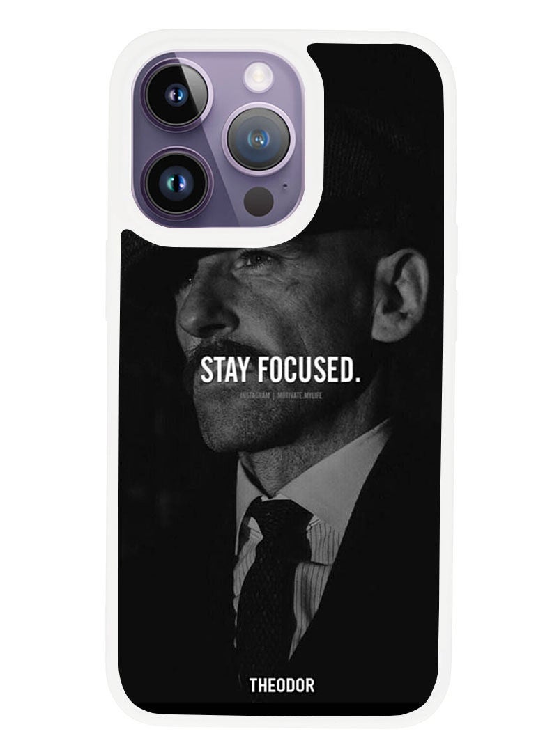 Theodor Protective Case Anti Scratch Shock Proof Cover For APPLE IPHONE 14 PRO MAX Stay focused (White Bumper) - Image 1