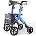 WALK MATE Rollator Walker for Seniors Taller 537ft with HeightAdjustable Seat Builtin Cable 10 Inch Wheels Walkers Compact Folding Design Mobility Walking Aid Widen Backrest Blue - Image 1