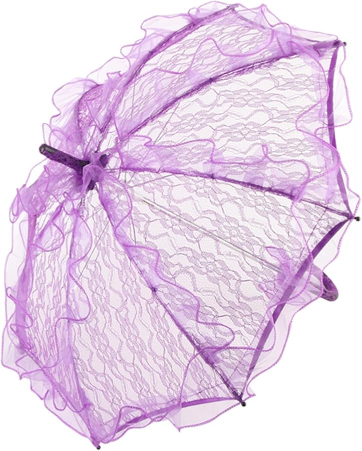 مظلة مطر أرجوانية مزينة بالدانتيل، مصنوعة يدوياً، لدعم تصوير حفلات الزفاف في المناسبات الخاصة - Image 4