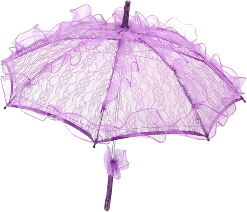 مظلة مطر أرجوانية مزينة بالدانتيل، مصنوعة يدوياً، لدعم تصوير حفلات الزفاف في المناسبات الخاصة - Image 5