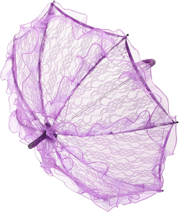 مظلة مطر أرجوانية مزينة بالدانتيل، مصنوعة يدوياً، لدعم تصوير حفلات الزفاف في المناسبات الخاصة - Image 1