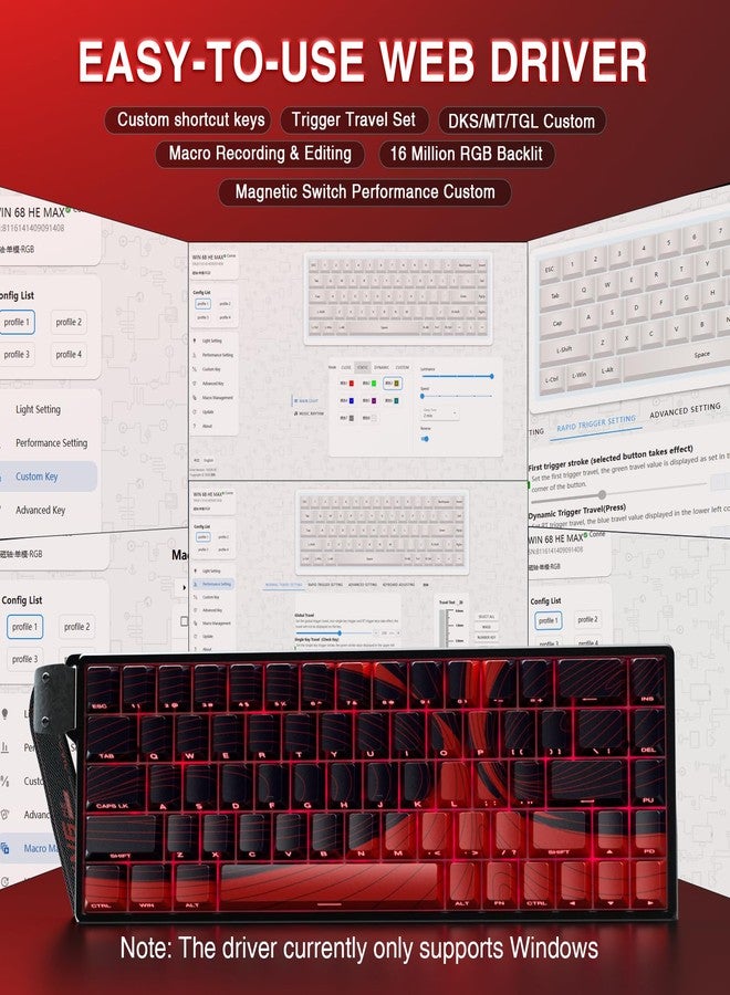 AULA WIN68 HE MAX - Hall Effect Gaming Keyboard with Magnetic Switch, Adjustable Actuation Fast Trigger Mode, 8KHz Polling Rate, RGB Backlit Wired Mechanical Gaming Keyboard 60 Percent Compact Design - Image 5