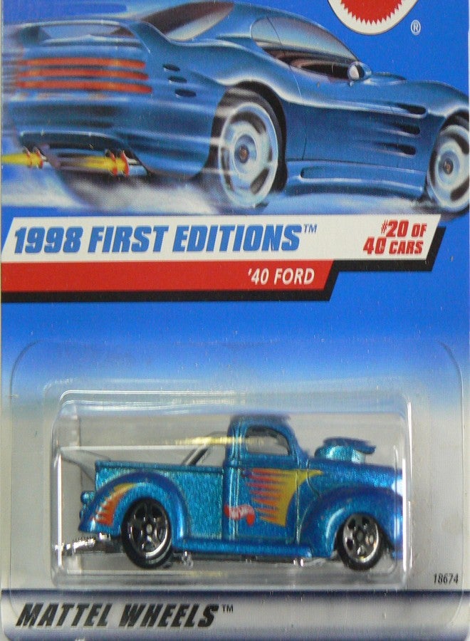 Hot Wheels - 1998 First Editions - 1940 Ford Pickup - Die Cast - #20 of 40 Cars - Blue Metallic Paint - Collector #654 - Limited Edition - Collectible 1:64 Scale - Image 3