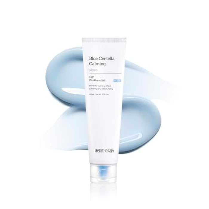 MEDITHERAPY Blue Centella Calming Cream - Hydrating Korean Face Moisturizer - Rapid Soothing Moisturizer Face Cream for All Types - Strengthening Skin Barrier for Glowing Skin - Non-Clogging Pore 3.38 fl oz. - Image 1