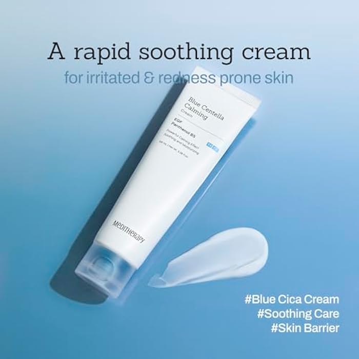 MEDITHERAPY Blue Centella Calming Cream - Hydrating Korean Face Moisturizer - Rapid Soothing Moisturizer Face Cream for All Types - Strengthening Skin Barrier for Glowing Skin - Non-Clogging Pore 3.38 fl oz. - Image 2