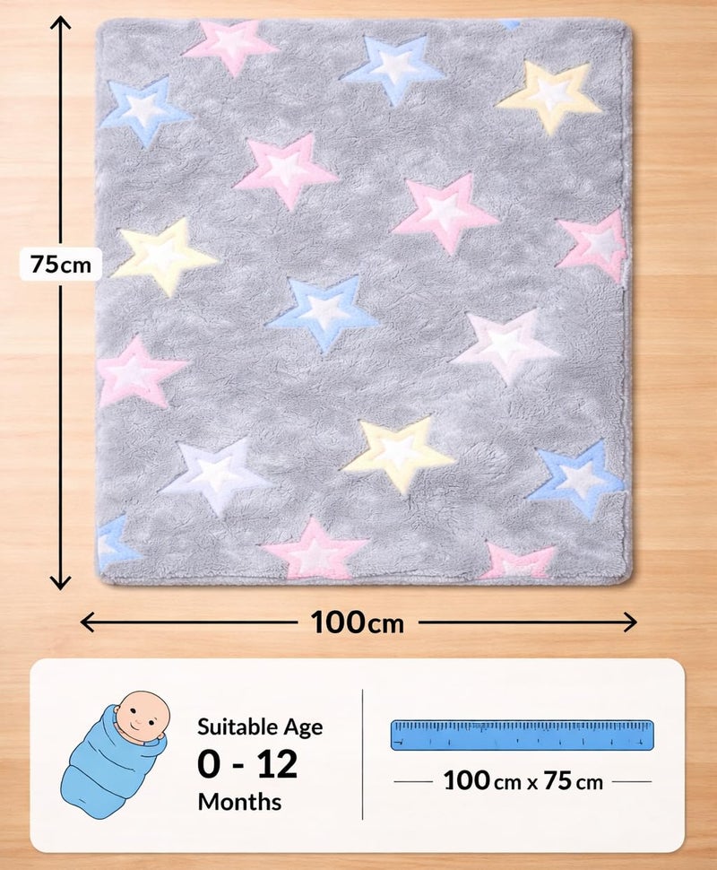 First Kick Luxury Soft Baby Blanket 100 x 75 cm Premium Fleece Newborn Swaddle Wrap All Season Warm Lightweight Blanket for 0-12 Months Crib Stroller Travel Use - Image 4
