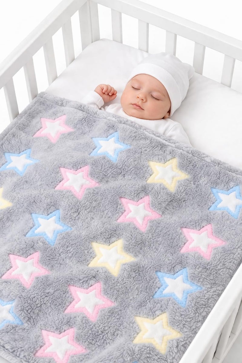 First Kick Luxury Soft Baby Blanket 100 x 75 cm Premium Fleece Newborn Swaddle Wrap All Season Warm Lightweight Blanket for 0-12 Months Crib Stroller Travel Use - Image 1