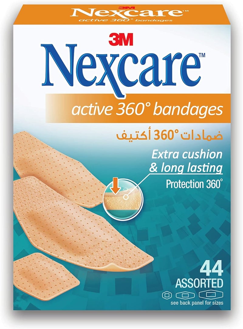 Nexcare Active 360 Bandages - Assorted Sizes, 44 Pack - Image 1
